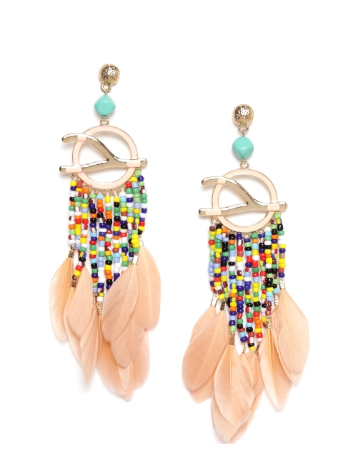 

CRZ Peach-Coloured Contemporary Handcrafted Drop Earrings
