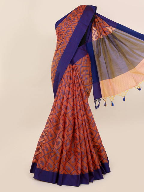 

Pothys Orange Printed Cotton Blend Saree