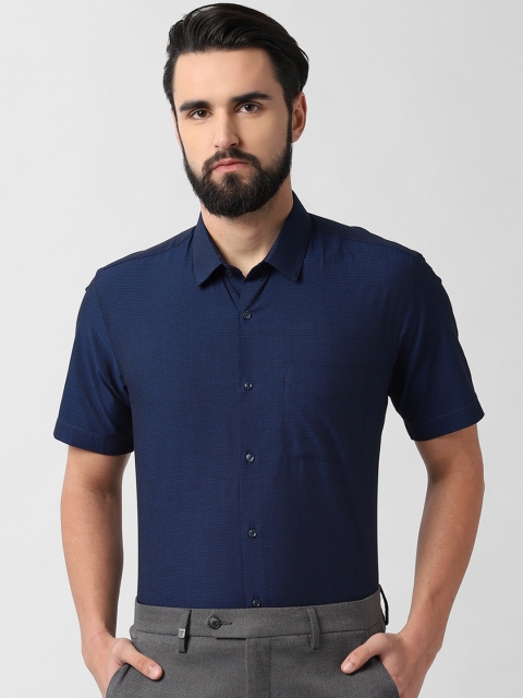 

Peter England Men Navy Blue Regular Fit Self Design Casual Shirt