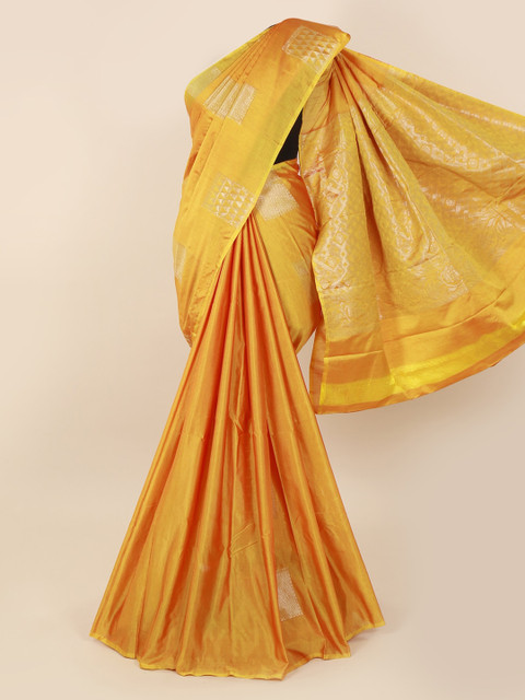 

Pothys Mustard Silk Cotton Woven Design Kanjeevaram Saree