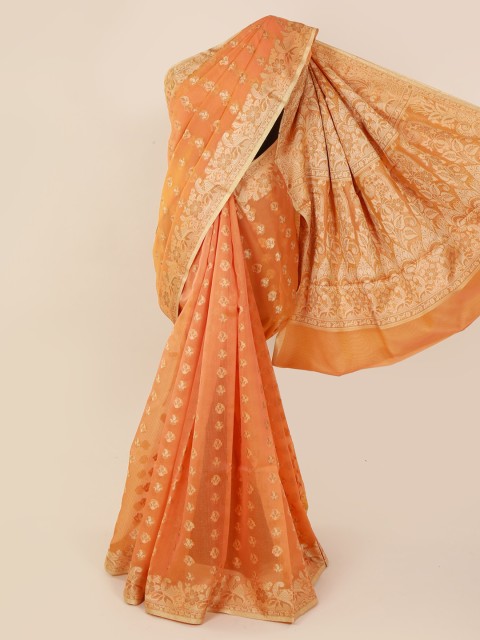 

Pothys Orange Woven Design Cotton Blend Saree