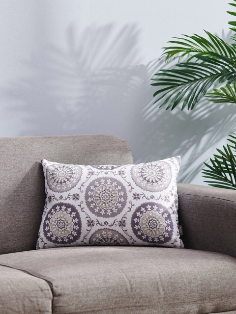 

Pure Home and Living White & Grey Single Ethnic Motifs Square Cushion Covers
