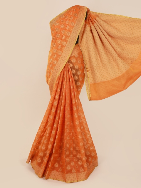 

Pothys Orange Woven Design Cotton Blend Saree