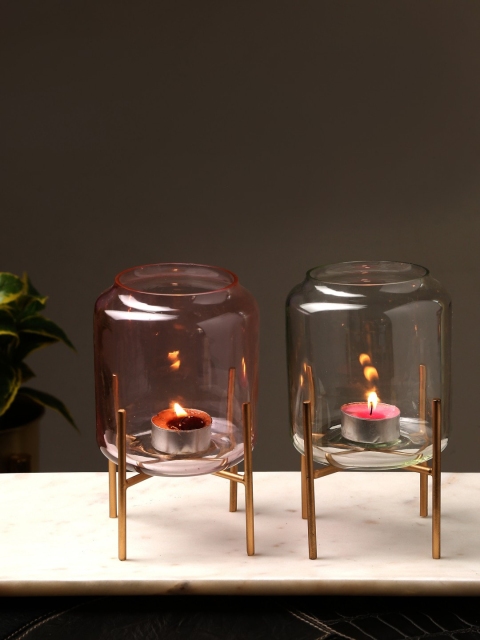 

Amoliconcepts Pink & Gold-Toned Glass Votive With Metal Stand
