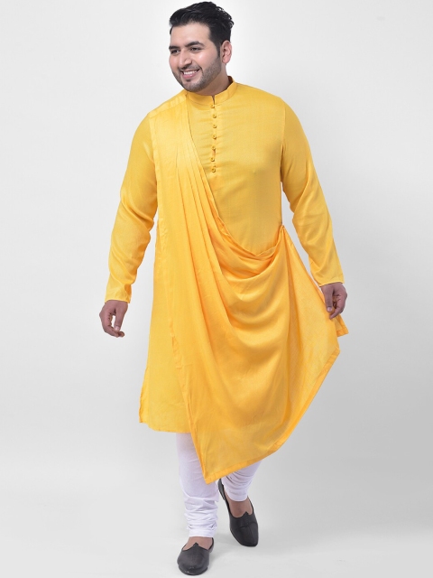 

DEYANN PLUS Men Yellow Solid Straight Kurta