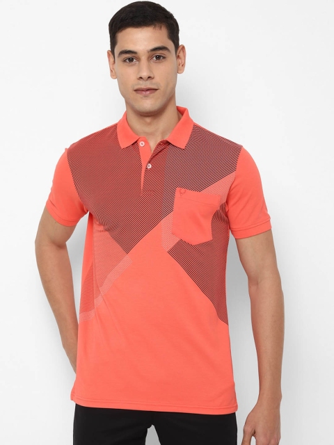 

Allen Solly Men Orange & Black Printed Polo Collar T-shirt