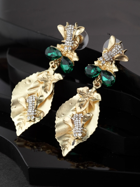 

CRZ Gold-Toned Leaf Shaped Drop Earrings