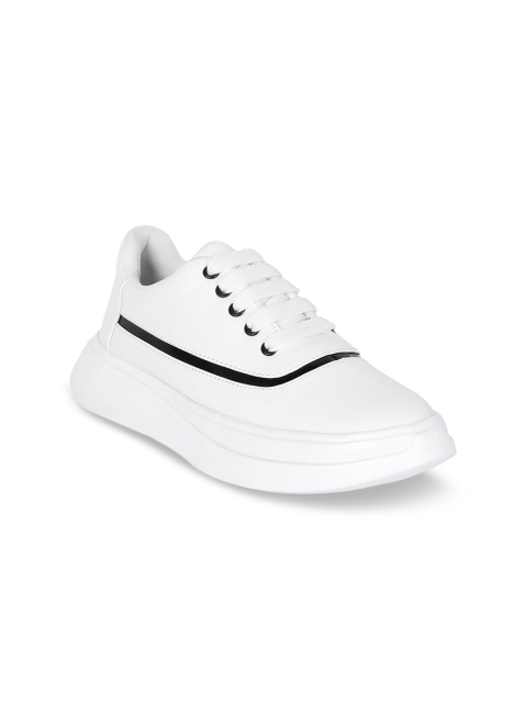 

Bella toes Women White-Black Synthetic Leather Lace-Up Lightweight Sneakers Shoes