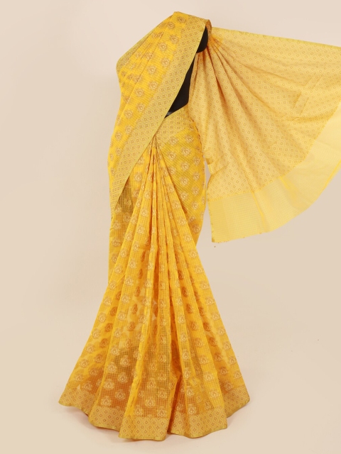 

Pothys Yellow Woven Design Cotton Blend Saree
