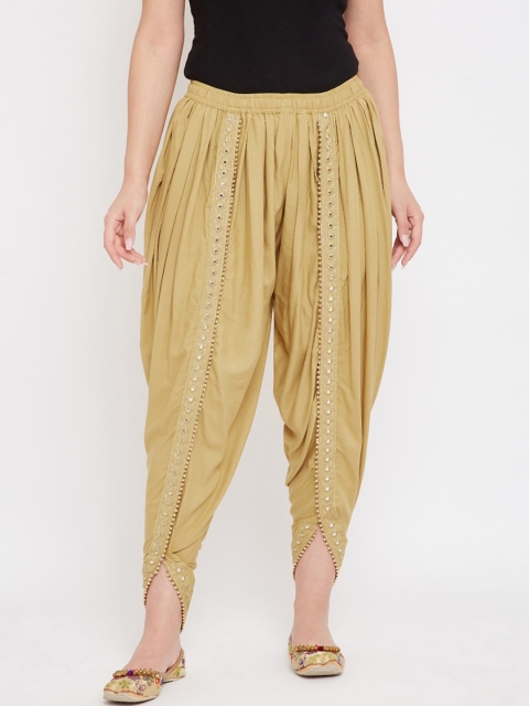 

Castle Women Solid Beige Dhoti Salwar With Embellished Border
