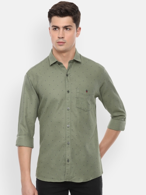 

Louis Philippe Sport Men Olive Green Self Design Casual Shirt
