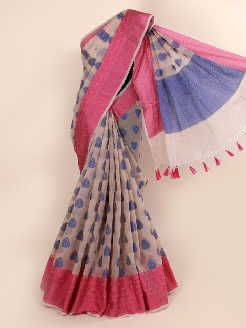 

Pothys Cream-Coloured Woven Design Cotton Blend Saree