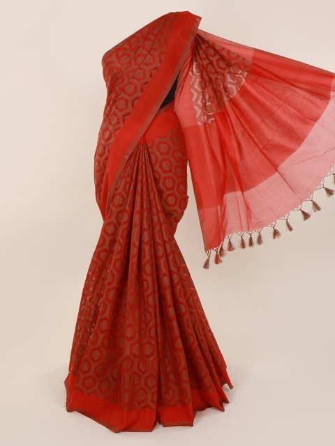 

Pothys Red Printed Cotton Blend Saree