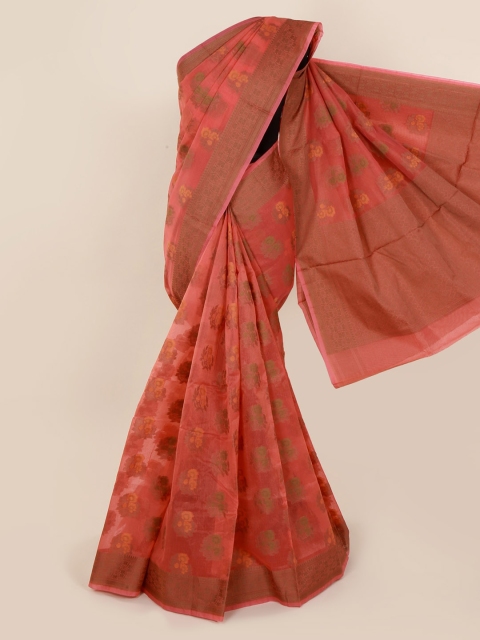 

Pothys Peach-Coloured Woven Design Cotton Blend Saree