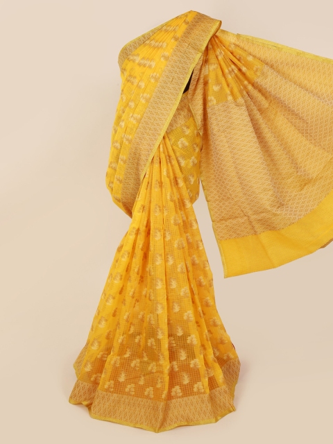 

Pothys Yellow Woven Design Cotton Blend Saree