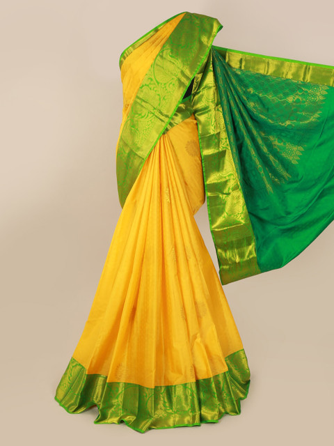 

Pothys Yellow Pure Silk Woven Design Kanjeevaram Saree