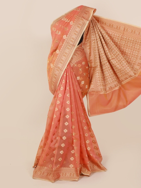 

Pothys Peach-Coloured Woven Design Cotton Blend Saree