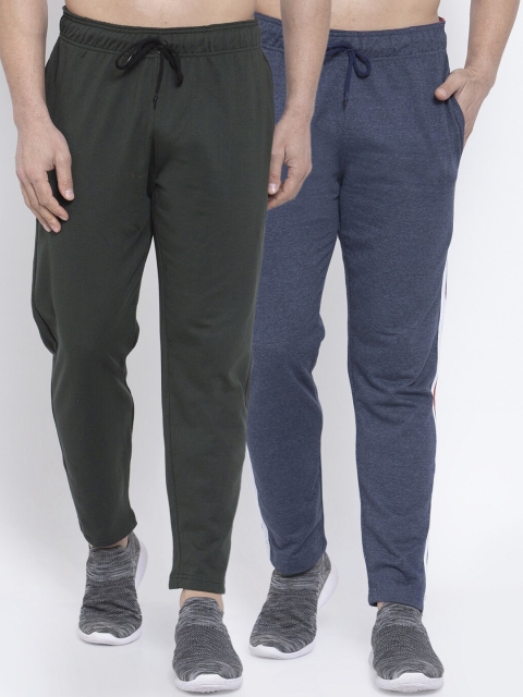 

NEUDIS Men Pack of 2 Pure Cotton Solid Track Pants, Navy blue