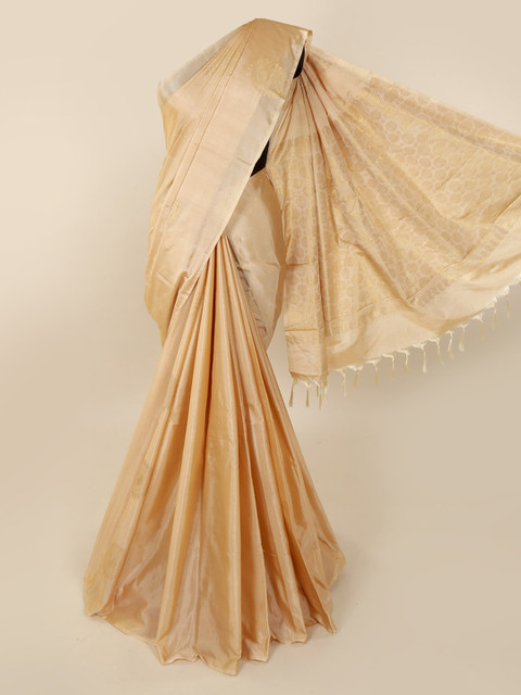

Pothys Beige Silk Cotton Woven Design Kanjeevaram Saree