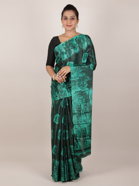 

Pothys Green Printed Poly Crepe Saree
