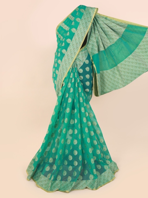 

Pothys Green Printed Cotton Blend Saree