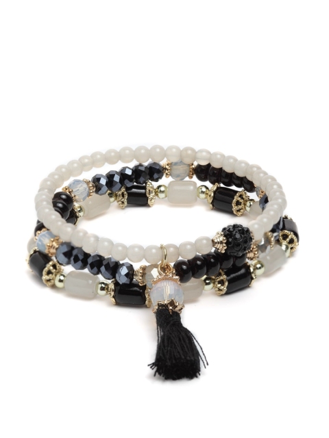 

CRZ Black & Rhodium-Plated Handcrafted Multistrand Bracelet