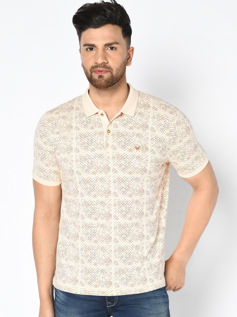 

Blackberrys Men Beige Printed Slim Fit Polo Collar T-shirt