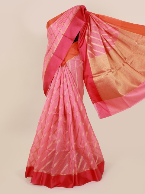

Pothys Pink Striped Cotton Blend Saree