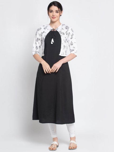 

Alc Creations Women Black & White Kurta