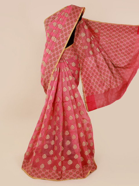 

Pothys Pink Woven Design Cotton Blend Saree