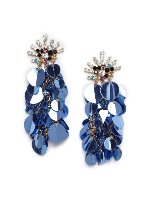 

CRZ Blue & Gold-Plated Contemporary Drop Earrings