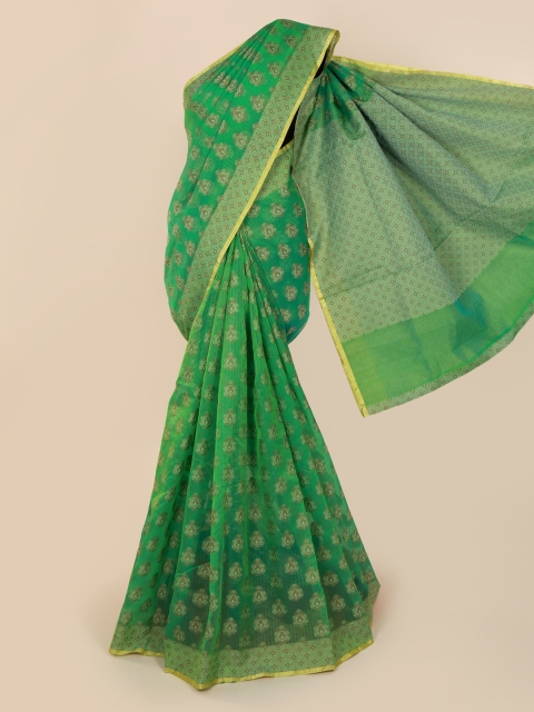 

Pothys Green & Brown Cotton Blend Woven Design Saree