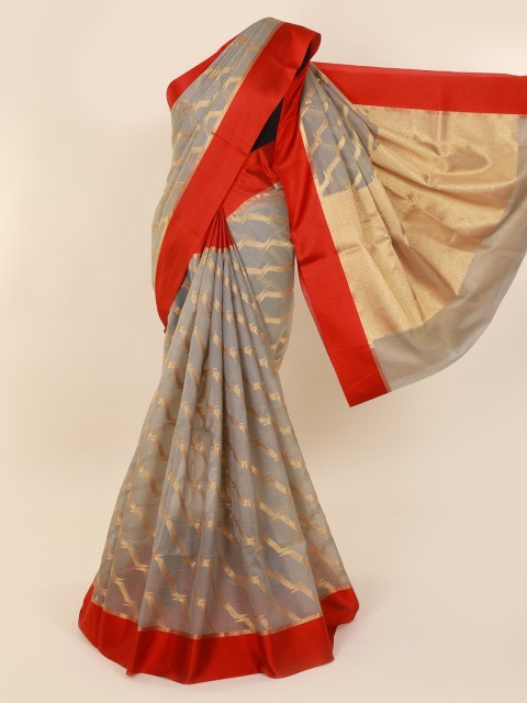 

Pothys Grey Woven Design Striped Manipuri Cotton Saree