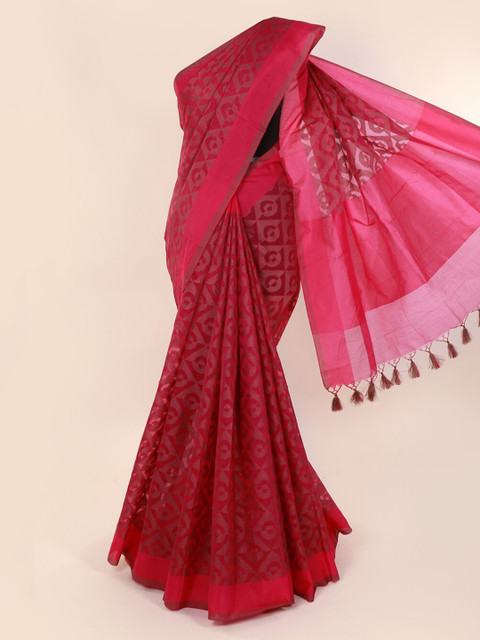 

Pothys Pink Woven Design Cotton Blend Saree