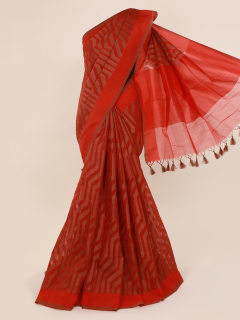 

Pothys Red Woven Design Cotton Blend Saree