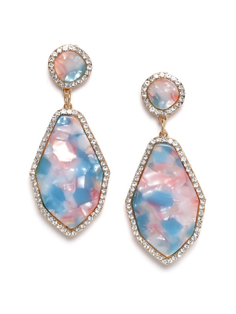 

CRZ Multicoloured Gold-Plated Contemporary Drop Earrings, Multi
