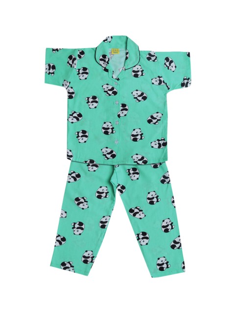 

Wish Karo Boys Green & White Printed Night suit