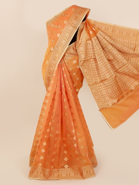 

Pothys Orange Woven Design Cotton Blend Saree