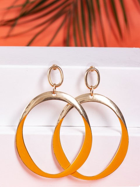

CRZ Mustard Yellow Oval Drop Earrings