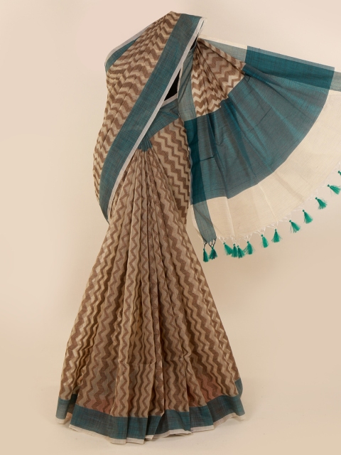 

Pothys Cream-Coloured Printed Cotton Blend Saree
