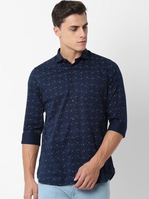 Allen Solly Men Navy Blue Slim Fit Printed Casual Shirt