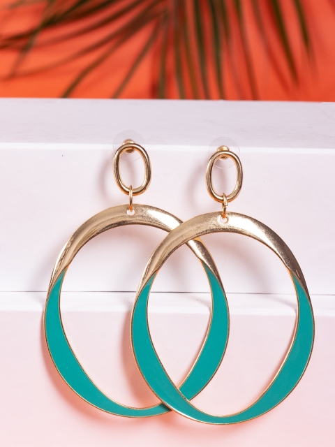 

CRZ Blue Gold-Plated Contemporary Hoop Earrings