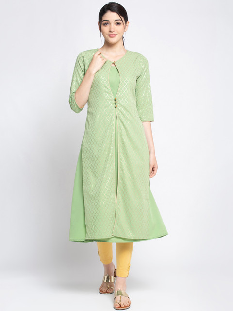 

ALC Creation Women Green Printed A-Line Straight Kurta