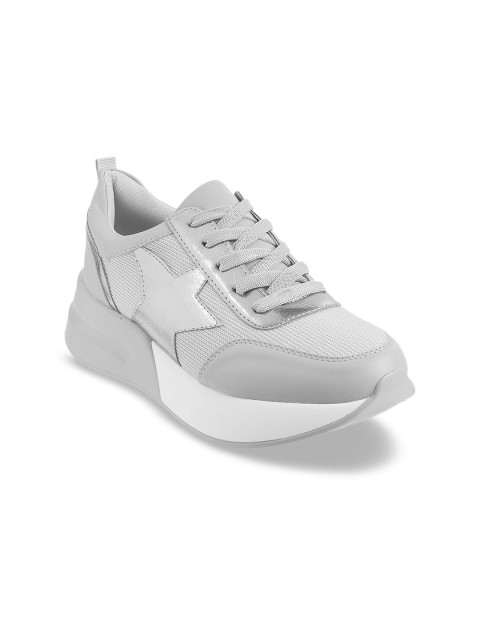 

Metro Women Grey & Silver-Toned Colourblocked Sneakers