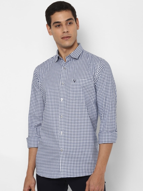 

Allen Solly Men Navy Blue & Off-White Slim Fit Checked Casual Shirt