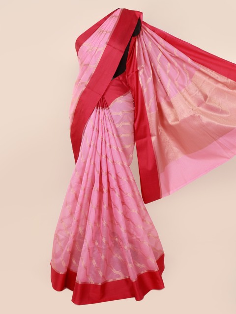 

Pothys Pink Striped Cotton Blend Saree