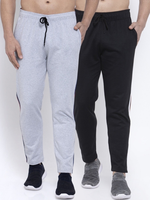 

NEUDIS Men Pack of 2 Pure Cotton Solid Track Pants, Black