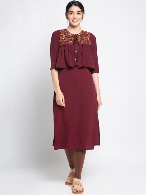 

ALC Creation Women Maroon Solid Straight Kurta