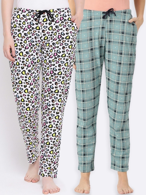 

Kanvin Women Pack of 2 Printed Lounge Pants, Teal