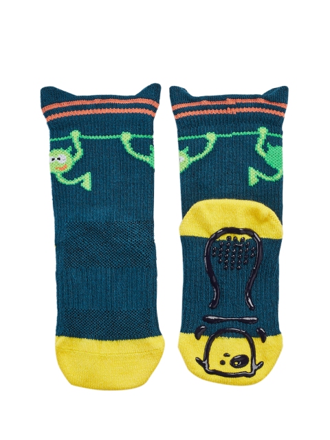 

Domyos By Decathlon Kids Blue & Yellow Patterned Non-Slip Above Ankle-Length Socks